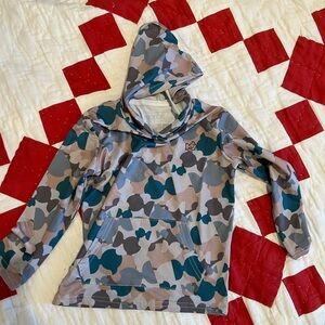 Prodoh Kids 2T Performance Hooded Pullover Fishing Shirt Camo Teal & Gray